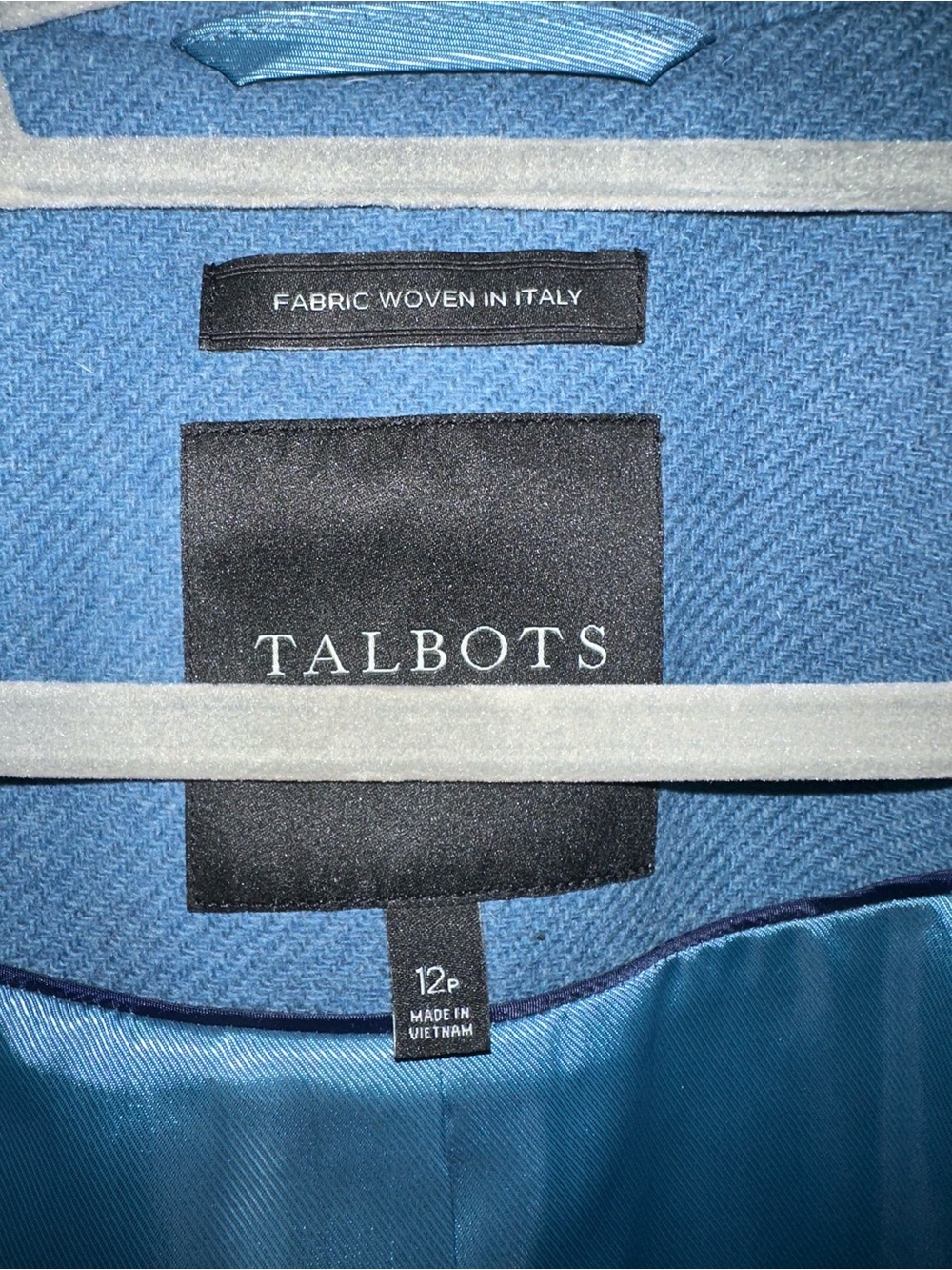 Talbots Blue Wool Blend Collared Button Mid-Length Pea Coat Sz 12 Petite - Picture 6 of 11
